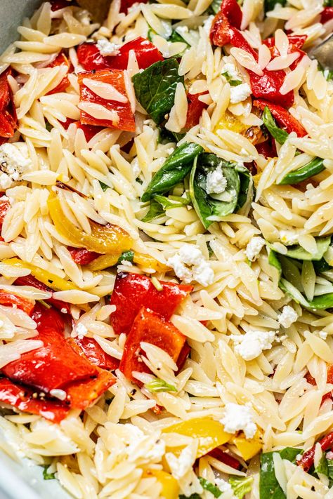 Basil Orzo Salad, Orzo Basil, Lemon Basil Orzo, Salad Herbs, Basil Orzo, Lemon Orzo Salad, Cooking With Fresh Herbs, Orzo Salad Recipes, Make Ahead Salads