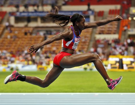 Triple Jump  sometimes referred to as the hop, step and jump or the hop, skip and jump, is a track & field sport. The sport dates back to the ancient Games & has been in the Summer Games since 1896. Field Sport, Life Drawing Pose, Athletics Track, Triple Jump, Going For Gold, Summer Games, Jump In, Pose Reference Photo, World Championship