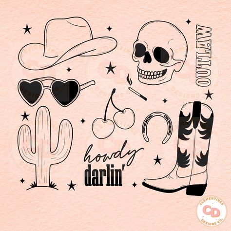 Western Png Designs, Png Shirt Design, Western Doodles, Western Drawings, Western Collage, Western Clip Art, Collage Png, Western Clipart, Western Designs