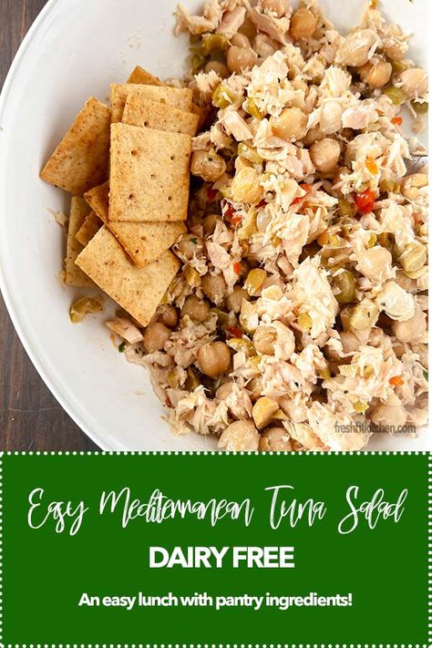 Easy Healthy Mediterranean Tuna Salad (Dairy Free) - Fresh Fit Kitchen Dairy Free Tuna Salad, Salad Dairy Free, Healthy Tuna Recipes, Tuna Salad Recipe Healthy, Mediterranean Tuna, Mediterranean Tuna Salad, Best Tuna Salad, Healthy Tuna Salad, Tuna Recipe