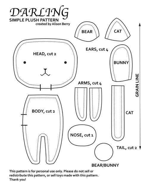 Cute Sewing Projects Stuffed Animals Easy, Stuffie Sewing Patterns Free, Easy Sewing Patterns Stuffed Animals, Sewn Stuffed Animals Free Pattern, Easy Sewing Stuffed Animals For Beginners, Sewing Patterns For Stuffies, Simple Plushie Patterns Cat, Simple Plushie Patterns Bunny, Diy Plushies Patterns Templates