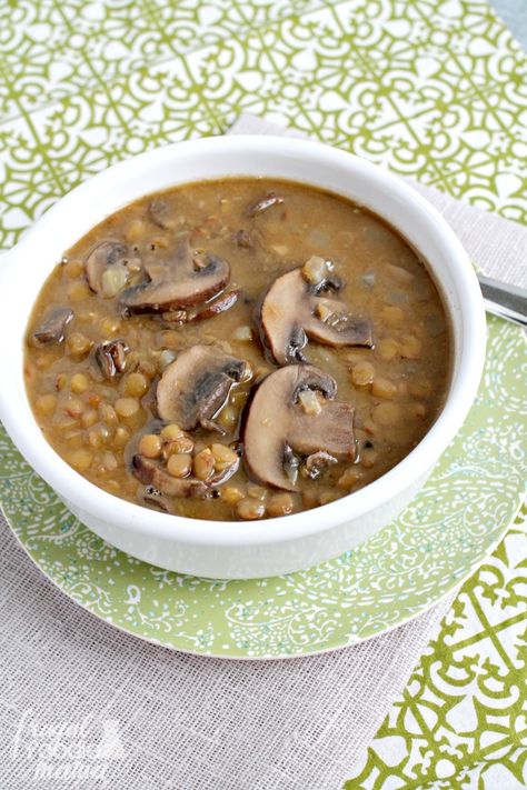 Lentil Mushroom, Vegan Soup Recipes, Fiber Rich, Idee Pasto Sano, Vegan Soup, Easy Soups, Easy Soup Recipes, Lentil Soup, Hearty Soups