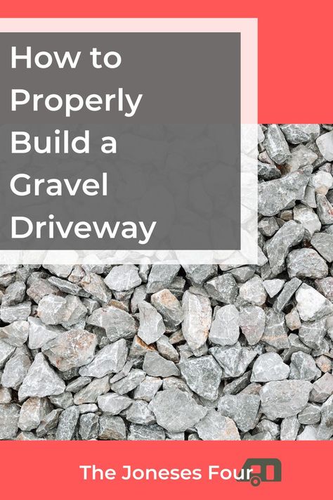 How to Properly Build a Gravel Driveway | The Joneses Four If you're looking to construct a gravel driveway or gravel pad, be sure to do it properly! This article covers all the details on how to build a gravel pad that will last and add value to your home. #constructionproject #camperlife #graveldriveway #diyproject #landscapeideas #yarddesign #landscaping #landscapingprojects #yardscaping #howto Best Gravel For Driveway, Gravel Driveway Landscaping, The Joneses, Add Value To Your Home, Gravel Driveway, Driveway Landscaping, Camper Life, Yard Design, Landscape Projects