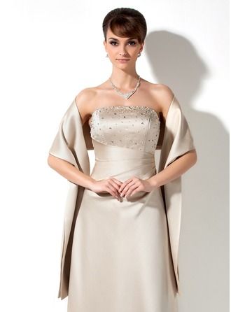 Sheath/Column V-neck Knee-Length Stretch Crepe Cocktail Dress (016237002) - JJ's House Ruffle Beading, Special Event Dresses, Beautiful Bridesmaid Dresses, Stylish Wedding Dresses, Satin Cocktail Dress, Dress With Shawl, Satin Bridesmaid Dresses, Color Champagne, Evening Cocktail