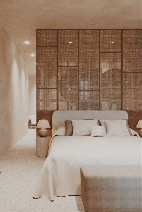 Organic Modern Hotel Room, Small Room Hotel Design, Linen Interior Design, Eccletic Room Ideas, Meditterean Bedroom, Tropical Resort Bedroom, Beach House Aesthetic Bedroom, Mediterranean Room Ideas Aesthetic, Earthy Luxury Bedroom