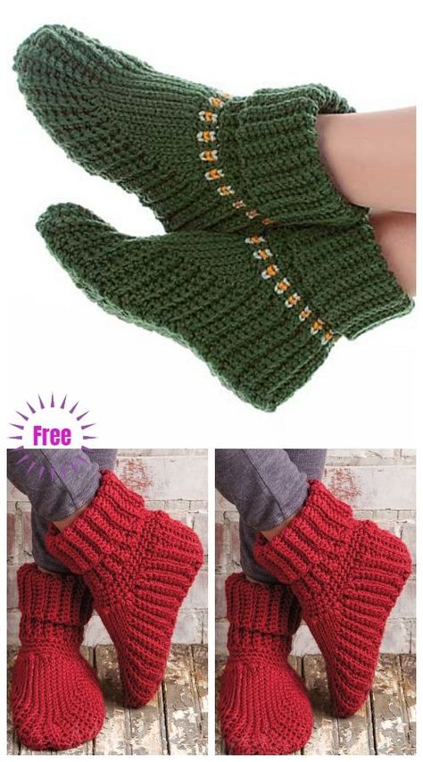 Crochet Women Holiday Slippers Free Crochet Pattern for Christmas Free Crochet Slipper Patterns For Women, Crochet Slipper Boots, Holiday Slippers, Crochet Slippers Free Pattern, Crochet Women, Knitted Slippers Pattern, Crochet Slipper Pattern, For Christmas, Crochet Boots