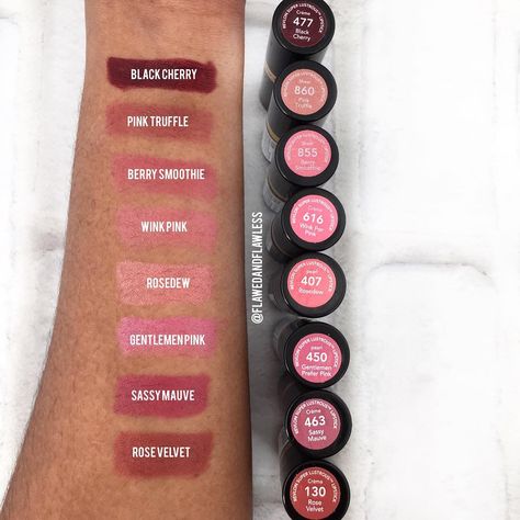 Revlon Super Lustrous Lipstick swatches on medium skin Revlon Lipstick Shades, Ginger Rose, Makeup 2022, Drugstore Lipstick, Revlon Lipstick, Hard Candy Makeup, Revlon Super Lustrous Lipstick, Rose Dark, Beautiful Lipstick