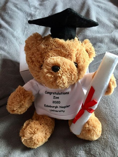 Graduation Teddy Bear Personalised Gift - Etsy UK Graduation Teddy Bear, Personalised Placemats, Graduation Bear, School Leavers, Photo Coasters, Congratulations Gift, Gift Graduation, Etsy Personalized Gifts, Personalized Glass