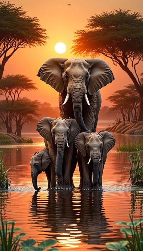 Wallpaper Elephant Iphone, Elephant Family Art, Cute Elephant Pictures, Majestic Elephant, Elephant Photography, Africa Art Design, Elephant Artwork, Elephant Wallpaper, Wild Animal Wallpaper