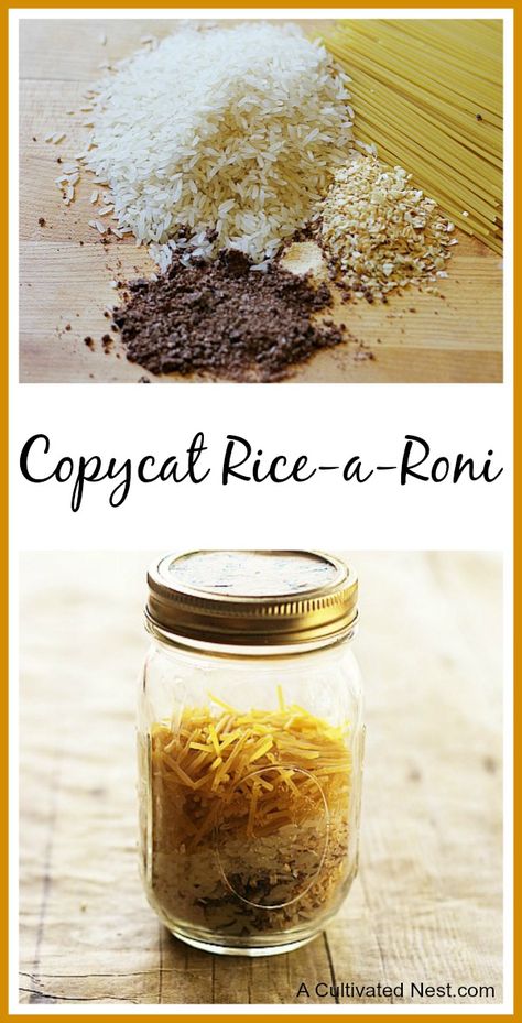 Diy Rice A Roni, Homemade Dry Mixes, Rice A Roni, Mason Jar Meals, Homemade Spices, Homemade Seasonings, Meals In A Jar, Cat Recipes, Seasoning Recipes