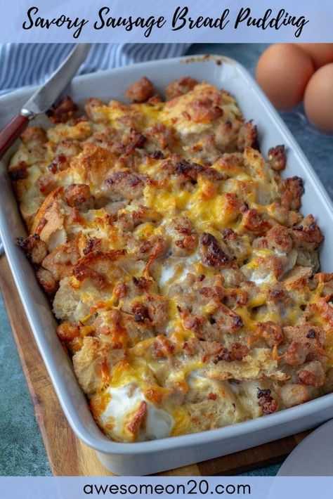 Stale Rolls Recipe, Breakfast Bread Pudding Savory, Savory Bread Pudding Breakfast, Leftover Loaf Bread Recipes, Leftover Roll Recipes, What To Do With Stale Sourdough Bread, What To Do With Leftover Sourdough Bread, Uses For Stale Bread, Sausage And Cheese Bread