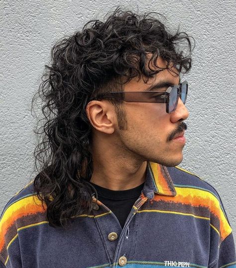 Mullet Hairstyle Mens Curly Long, Permed Mullet, Mullet Ideas, Top Haircuts For Men, Mullet Fade, Men Haircut Curly Hair, Mullet Haircut, Curly Mullet, Wolf Cut