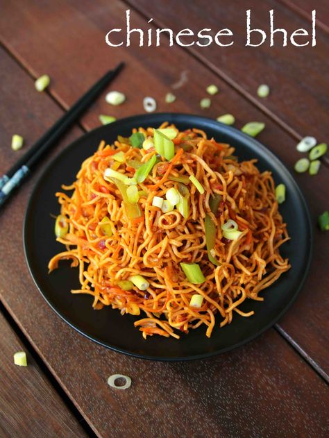 chinese bhel recipe | crispy noodle salad | how to make chinese bhel Breakfast Ideas Vegetarian, Crispy Noodle Salad, Chinese Bhel, Bhel Recipe, Indo Chinese Recipes, Desi Street Food, Crispy Noodles, Mumbai Street Food, Indian Street Food Recipes