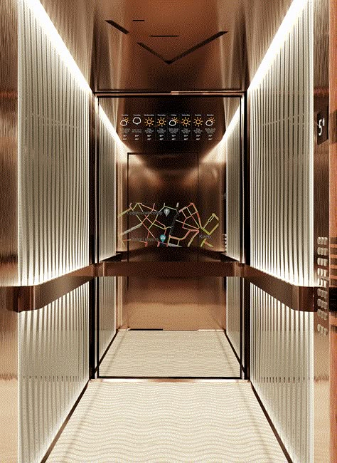 Elevator interior design on Behance Lift Interior Design Elevator, Lift Cabin Interior Design, Lift Design Interior, House Lift Design, Elevator Design Interior, Luxury Elevator Interior, Lift Car Design, Elevator Cabin Design, Lift Interior Design