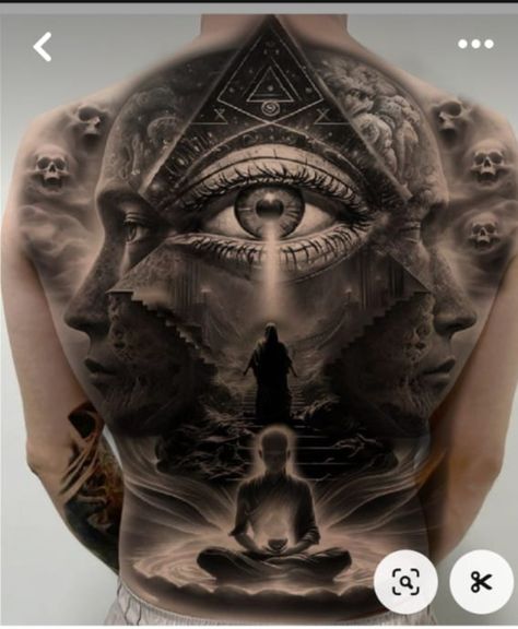 Meaningful Big Tattoos, Evil Back Tattoo, Full Back Tattoo For Men Ideas, Full Back Tattoos For Guys, Realism Back Tattoo, Greek Back Tattoo, Ancient History Tattoo, Full Back Tattoo For Men, Full Back Tattoo Ideas