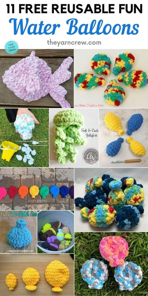 11 Free Reusable Fun Water Balloon Crochet Patterns. Free Reusable Fun Water Balloon Crochet Patterns curated by The Yarn Crew. Crochet Reusable Water Balloons, Crocheted Water Balloons, Crochet Water Balloons Free Pattern, Balloon Crochet, Crochet Games, Crochet Water Balloons, Crazy Crochet, Crochet Game, Knit Toys