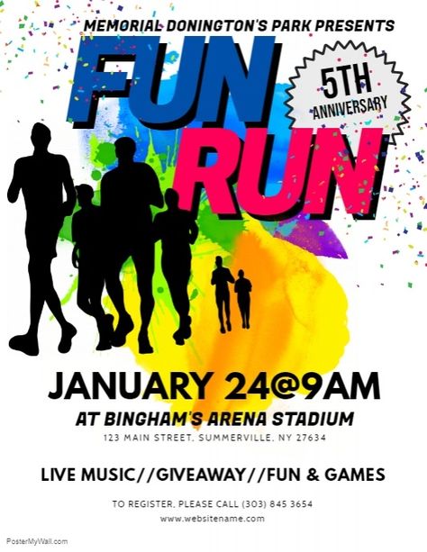 Fun Run Flyer Fun Run Poster Design, Fun Run Poster, Org Shirt, Charity Poster, Race Medal, Proposal Cover, Carnival Posters, Race Party, Free Brochure Template