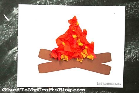 Tissue Paper Campfire - Kid Craft Idea For Summer w/free printable Fire Crafts For Kids, Paper Campfire, Halloween Around The World, Fire Crafts, Paper Fire, Tissue Paper Craft, Fire Kids, Tissue Paper Crafts, Free Printable Crafts