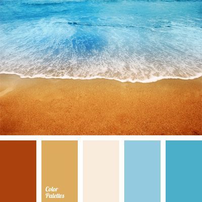 Contrast of blue shades of sea water and of bronze-red, sand - beach colors is softened with very light pink-lavender color of sea foam. This color would b. Warm Living Room Colors, Beach Color Palettes, Electromagnetic Spectrum, Orange Color Palettes, Warm Palette, Color Palette Ideas, Ikea Hackers, Wall Living Room, Warm Colour Palette