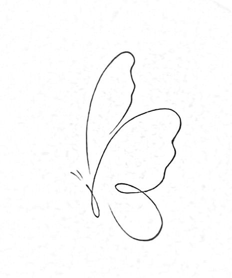 Outlines Of Butterflies, Line Butterfly Drawing, April Tattoos, One Line Butterfly, Back Of Neck Tattoo Men, Butterfly Line Drawing, Drawing Butterfly, Butterfly Line Art, Butterfly Outline