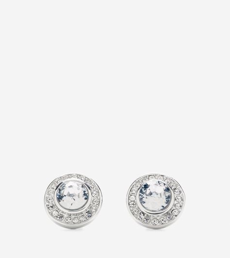 Halo Swarovski Stud Earring Classic Silver Crystal Earrings With Halo Design, Silver Crystal Earrings With Halo Design, Silver Halo Design Round-cut Earrings, Halo Cubic Zirconia Round-cut Earrings, Halo Earrings Studs, Cole Haan, Stud Earring, Silver Earrings Studs, Silver Earrings