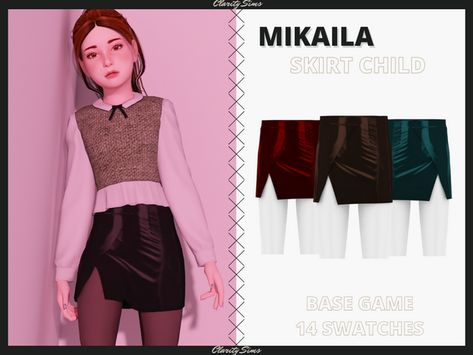 Mikaila - Skirt Child | Clarity Sims Clarity Sims, Sims 4 Children, Sims 4 Teen, Sims 4 Cc, 4 Kids, Sims Cc, The Sims, Sims 4, Childrens Clothes