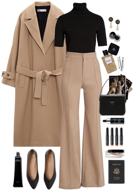 Neutral Tone Work Outfits, Cream And Black Outfits, Khaki And Black Outfit, Nude And Black Outfit, Black And Khaki Outfit, Nude Outfits Classy, Beige And Black Outfit, Black And Beige Outfit, Nude Outfit