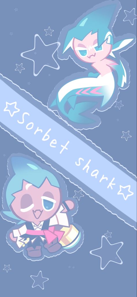 Sorbet Shark Wallpaper, Sorbet Shark Cookie Wallpaper, Sorbet Shark Cookie, Cookie Wallpaper, Sorbet Shark, Sea Cookies, Shark Cookies, Shark Drawing, Cookie Run