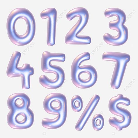 Y2k Numbers, Bubble Numbers, Number Graphic, Scrapbook Letters, Font Packs, Aesthetic Fonts, 3d Images, Fairy Aesthetic, Font Inspiration