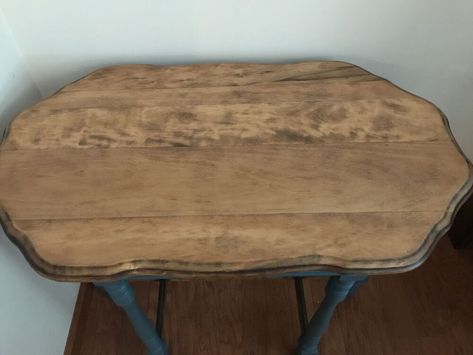 Look what I found on the side of the road while walking the dog! A Vintage 6 legged Parlor Table. Now, why would someone put this out? All it needed some work and some new hardware. This is something I love doing, Restoring, Rehabbing, Updating whatever you want to call it. I love sanding and stripping a table to show the natural color and maybe painting to show off a pretty feature of it.    Here is what I started with   Here is the table after sanding the top layer. What a… Glazing Furniture, End Table Makeover, Parlor Table, Perfect Pantry, Leg Painting, Dog Leg, Beachy Style, Walking The Dog, Wood Filler