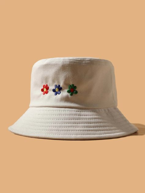 Flower Embroidery Bucket Hat | SHEIN USA Galentines 2023, Bucket Hat Ideas, Bucket Hat Embroidery, Cute Bucket Hats, Flower Bucket Hat, Bone Bordado, Trendy Caps, Bucket Hat Fashion, Bucket Hat Pattern