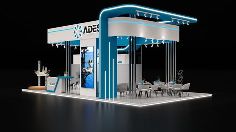 ADES - EGYPES 2024 Approved Design :: Behance 4 Side Open Exhibition Stand Design, Exhibitions Ideas, Island Booth, Booth Design Exhibition, Expo Design, Expo Stand, Shelves Design, Exhibition Stall Design, Stall Design