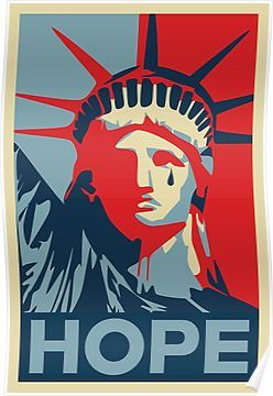 Crying Statue of Liberty Poster Statue Of Liberty Crying, Crying Statue, Painted Totes, Underglaze Designs, Statue Of Liberty Art, Statue Of Liberty Drawing, Travel Graphics, Patriotic Posters, American Wallpaper