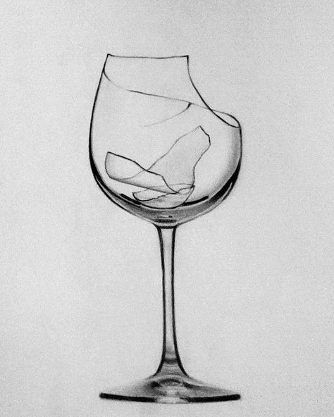 Wine Glass Drawing, Wine Glass Tattoo, Piskel Art, Pen Art Drawings, Illustration Art Design, Grunge Art, 수채화 그림, Mini Drawings, Realistic Drawings