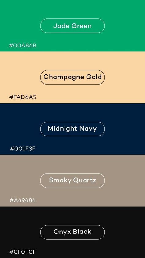 Unique Color Schemes, Jewel Tone Color Palette, Gold Hex, Green Champagne, Create Color Palette, Black Shades, Design Palette, Branding Social Media, Color Picker