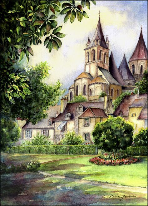 Color Pencil And Watercolor, Natural Landscape Drawing, Color Pencil Landscape Drawing, Watercolor And Pencil Art, Drawing Ideas Color Pencil, Colored Pencil Architecture, Color Pencil Art Drawings Nature, Color Pencil Sketches Landscape, Watercolor And Colored Pencil Art