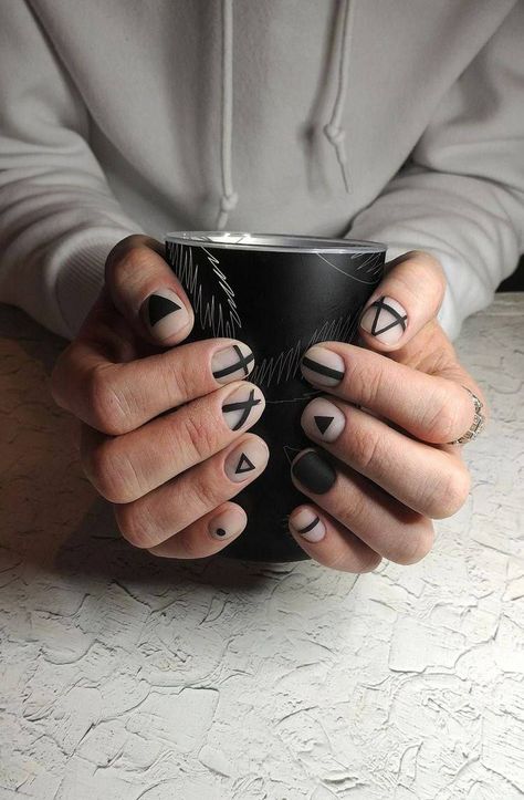 Painted Aesthetic, Mens Manicure, Nails Manicures, Black And White Nail, Nails Painted, Minimal Nails Art, Mens Nails, Punk Nails, Hippie Nails