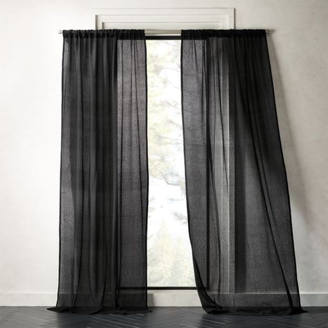 Sheer Black Curtains, Buffalo Check Bedroom, Curtain Bedroom Ideas, Tweed Curtains, Patio Door Drapes, Grey Linen Curtains, Dark Setting, Black Sheer Curtains, White Linen Curtains