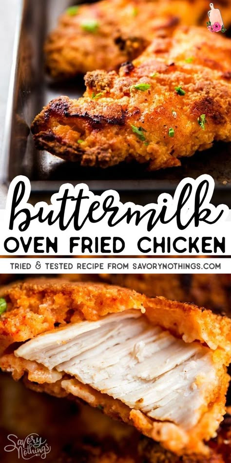 Truly Crispy Buttermilk Oven Fried Chicken, Chicken Dishes For Picky Eaters, Fried Chicken In Buttermilk, Chicken In Buttermilk Recipes, Oven Chicken Fried Chicken, Buttermilk In Recipes, Butter Milk Fried Chicken Recipes Oven Baked, Cooking With Buttermilk Recipes, Greasy Dinner Ideas