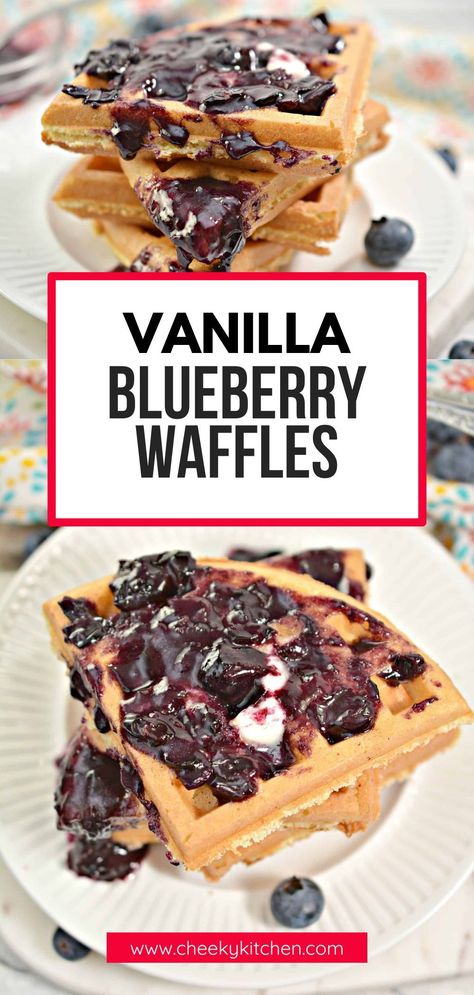 These Vanilla Blueberry Waffles are an easy, light waffle recipe that will become a Sunday morning breakfast staple or even special breakfast-for-dinner nights! Blueberry Waffle Recipe, Homemade Blueberry Waffles, Gluten Free Blueberry Waffles, Healthy Blueberry Waffles, Blueberry Belgian Waffles, Buttermilk Blueberry Waffles, Blueberry Waffles Recipe, Alternative Sweeteners, Blueberry Waffles