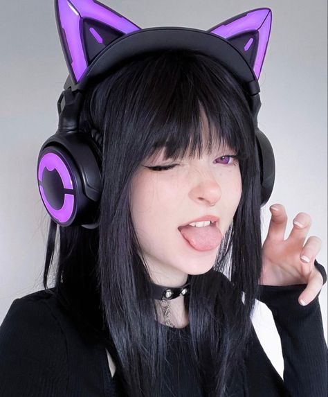 Check out “yowu” for more kawaii styles with Yowu headphones Black Long Bob, Cat Headphones, Cute Headphones, Mens Toupee, Hair Toppers, Long Bob, Synthetic Lace Front Wigs, Helluva Boss, Cat Girl