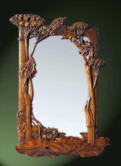 The Jewelry Lady's Store: Art Nouveau Mirror Art Nouveau Mirror, Nouveau Mirror, Walnut Mirror, Spiegel Design, Art Nouveau Furniture, Bijoux Art Nouveau, Wooden Mirror, Carving Ideas, Art Nouveau Design