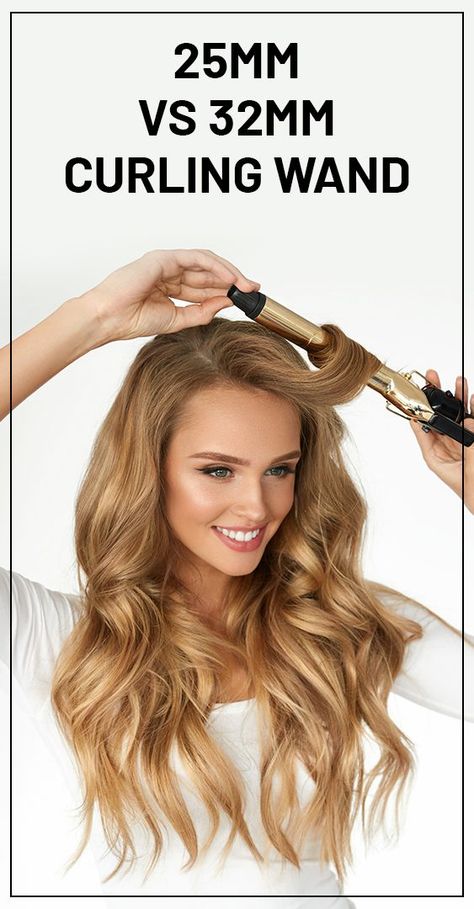 Here are the differences between the 25mm and 32mm curling wand Curling Wand Hair, Curling Hair With Wand, Curling Wand, Wand Curls, Different Hairstyles, Hair Care Routine, Hair Care Tips, Styling Tools, Curled Hairstyles