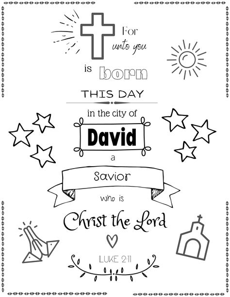 Luke 2:11 memory verse coloring page. If opening with your phone please use the googledocs app! Luke 2:11 Christmas Printable, Luke 2:11, Christmas Sunday School Lessons, Luke 2 10, Christmas Sunday School, Nativity Coloring Pages, Christmas Sunday, Luke 2 11, December Crafts