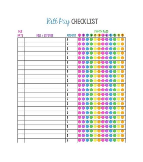 List Of Bills, Bill Pay Checklist, Bill Payment Checklist, Financial Checklist, Bill Calendar, Bill Tracker Printable, Bills Budget, Pay Check, Envelope Budget System