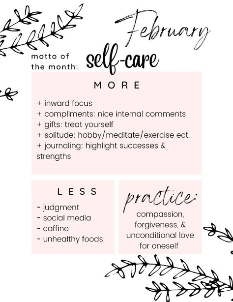 use this sheet as a reminder all month, print it out/Pin it, set your own goals! February, self-care, self-love monthly goals, monthly motto, healthy living, growth mindset, self-development, love yourself Monthly Goals Ideas Challenges, January Monthly Goals, This Months Goals, Monthly Priorities Ideas, February Goals Inspiration, 2024 Monthly Goals, Self Care February, Goals For February, Monthly Focus Ideas Planner