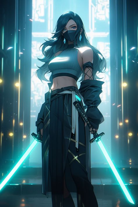 Ninja Female Character Design, Sci Fi Outfits Female, Female Sorcerer, Ninja Girl, Cyberpunk Girl, Female Character Concept, Anime Inspired Outfits, Wallpaper Animes, Samurai Art