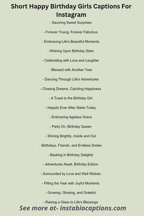 Looking for the perfect short and happy birthday captions for girls to use on Instagram? Look no further! Discover a collection of delightful and concise birthday captions that will make her day even more special. From heartfelt messages to cheerful wishes, find the ideal caption to accompany your Instagram birthday post for girls. Caption Ideas For Birthday Post, Happy Birthday Post Captions, Happy Birthday Wishes For Insta Story, B Day Captions For Instagram, Happy Birthday Instagram Story Captions, Happy Birthday Different Wishes, My Happiness Captions, Happy Birthday Dear Self Caption, Birthday Quote Instagram