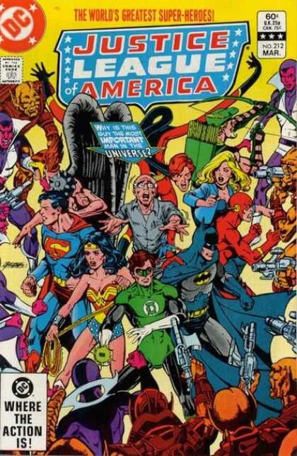 Justice League of America 212 - George Perez Justice League Comics, Justice Society Of America, George Perez, Justice League Of America, Classic Comic Books, Dc Comic Books, Color Guide, Classic Comics, Comic Collection