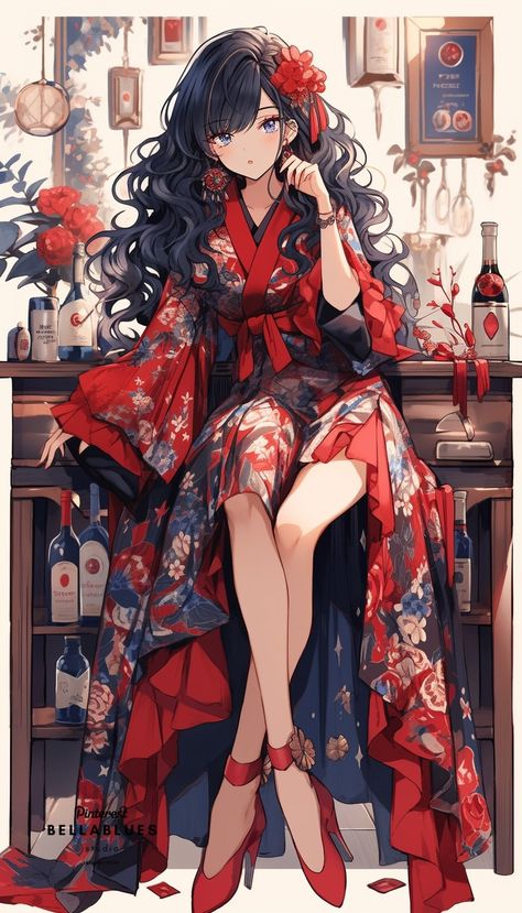 #GracefulKimono #AnimeCharm #MaturedBeauty #ElegantPortraits Description: Be charmed by graceful kimono portraits, showcasing the matured beauty of anime characters. Order now: Order Here Fantasy Kimono Design, Anime Kimono Design, Mythical Fashion, Beauty Of Anime, Anime Kimono, Kimono Outfit, Fantasy Life, Traditional Outfit, Kimono Design